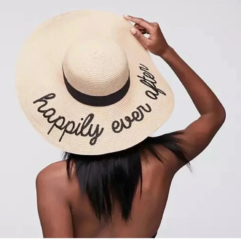 Mudpie Straw Hat Happily Ever After Wedding Honeymoon